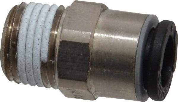 Legris - 6mm Outside Diam, 1/8 NPT, Nickel Plated Brass Push-to-Connect Tube Male Connector - 290 Max psi, Tube to Male NPT Connection, Buna Nitrile O-Ring - Americas Industrial Supply