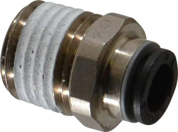 Legris - 6mm Outside Diam, 1/4 NPT, Nickel Plated Brass Push-to-Connect Tube Male Connector - 290 Max psi, Tube to Male NPT Connection, Buna Nitrile O-Ring - Americas Industrial Supply