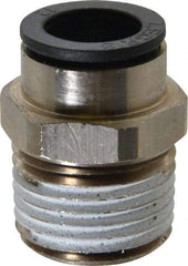 Legris - 12mm Outside Diam, 1/2 NPT, Nickel Plated Brass Push-to-Connect Tube Male Connector - 290 Max psi, Tube to Male NPT Connection, Buna Nitrile O-Ring - Americas Industrial Supply
