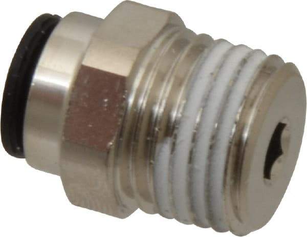 Legris - 1/4" Outside Diam, 1/4 BSPT, Nickel Plated Brass Push-to-Connect Tube Male Connector - 290 Max psi, Tube to Male BSPT Connection, Buna Nitrile O-Ring - Americas Industrial Supply