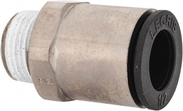 Legris - 1/2" Outside Diam, 3/8 BSPT, Nickel Plated Brass Push-to-Connect Tube Male Connector - 290 Max psi, Tube to Male BSPT Connection, Buna Nitrile O-Ring - Americas Industrial Supply