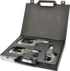 TESA Brown & Sharpe - 0 to 3" Range, 0.001mm Resolution, IP54, Electronic Outside Micrometer Sets - 0.001mm Accuracy, Friction Thimble, Carbide Tipped Measuring Face - Americas Industrial Supply