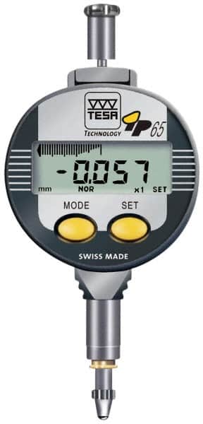 TESA Brown & Sharpe - 0 to 5mm Range, 0.00005 & 0.0005" Graduation, Electronic Drop Indicator - Accurate to 4µ, English & Metric System, LCD Display - Americas Industrial Supply
