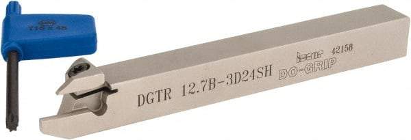 Iscar - External Thread, 0.118" Min Groove Width, 4.7" OAL, Right Hand Indexable Grooving Cutoff Toolholder - 0.094 Seat Size, 1/2" Shank Height x 1/2" Shank Width, DG.. Insert Style, DGT Toolholder Style, Series Do-Grip - Americas Industrial Supply