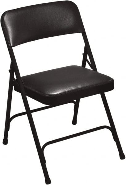 NPS - 18-3/4" Wide x 20-1/4" Deep x 29-1/2" High, Vinyl Folding Chair with Vinyl Padded Seat - Caviar Black - Americas Industrial Supply