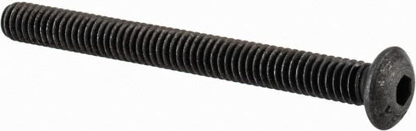 Value Collection - #8-32 UNC Hex Socket Drive, Button Screw - Alloy Steel, Black Oxide Finish, Fully Threaded, 1-3/4" Length Under Head - Americas Industrial Supply