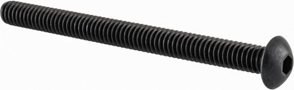 Value Collection - #8-32 UNC Hex Socket Drive, Button Screw - Alloy Steel, Black Oxide Finish, Fully Threaded, 2" Length Under Head - Americas Industrial Supply