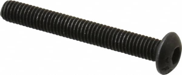 Value Collection - #10-32 UNF Hex Socket Drive, Button Screw - Alloy Steel, Black Oxide Finish, Fully Threaded, 1-1/2" Length Under Head - Americas Industrial Supply