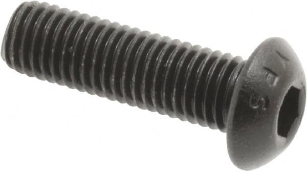 Value Collection - 1/4-28 UNF Hex Socket Drive, Button Screw - Alloy Steel, Black Oxide Finish, Fully Threaded, 7/8" Length Under Head - Americas Industrial Supply