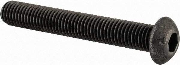 Value Collection - 1/4-28 UNF Hex Socket Drive, Button Screw - Alloy Steel, Black Oxide Finish, Fully Threaded, 1-3/4" Length Under Head - Americas Industrial Supply