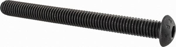 Value Collection - 3/8-16 UNC Hex Socket Drive, Button Screw - Alloy Steel, Black Oxide Finish, Fully Threaded, 4" Length Under Head - Americas Industrial Supply
