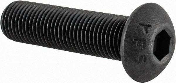Value Collection - 3/8-24 UNF Hex Socket Drive, Button Screw - Alloy Steel, Black Oxide Finish, Fully Threaded, 1-1/2" Length Under Head - Americas Industrial Supply