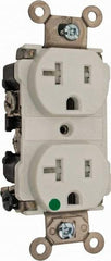 Cooper Wiring Devices - 125 VAC, 20 Amp, 5-20R NEMA Configuration, White, Hospital Grade, Self Grounding Duplex Receptacle - 1 Phase, 2 Poles, 3 Wire, Flush Mount, Chemical, Impact and Tamper Resistant - Americas Industrial Supply