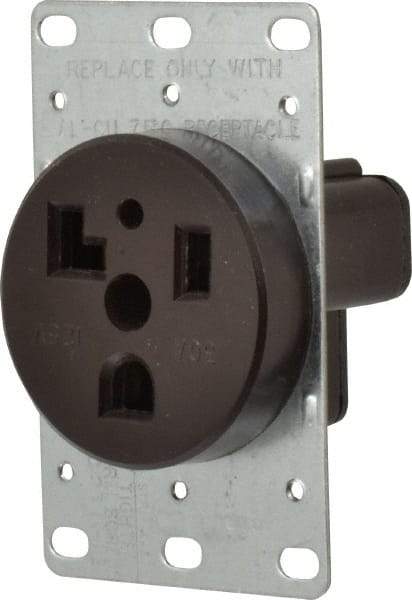 Cooper Wiring Devices - 125 VAC, 30 Amp, 5-30R NEMA Configuration, Black, Specification Grade, Self Grounding Single Receptacle - 1 Phase, 2 Poles, 3 Wire, Flush Mount, Corrosion Resistant - Americas Industrial Supply