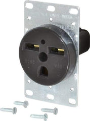 Cooper Wiring Devices - 250 VAC, 30 Amp, 6-30R NEMA Configuration, Black, Specification Grade, Self Grounding Single Receptacle - 1 Phase, 2 Poles, 3 Wire, Flush Mount, Corrosion Resistant - Americas Industrial Supply