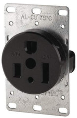 Cooper Wiring Devices - 125 VAC, 50 Amp, 5-50R NEMA Configuration, Black, Specification Grade, Self Grounding Single Receptacle - 1 Phase, 2 Poles, 3 Wire, Flush Mount, Corrosion Resistant - Americas Industrial Supply