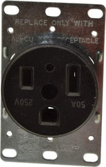 Cooper Wiring Devices - 250 VAC, 50 Amp, 6-50R NEMA Configuration, Black, Specification Grade, Self Grounding Single Receptacle - 1 Phase, 2 Poles, 3 Wire, Flush Mount, Corrosion Resistant - Americas Industrial Supply