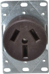 Cooper Wiring Devices - 125/250 VAC, 50 Amp, 10-50R NEMA Configuration, Brown, Specification Grade, Ungrounded Single Receptacle - 1 Phase, 3 Poles, 3 Wire, Flush Mount, Corrosion Resistant - Americas Industrial Supply