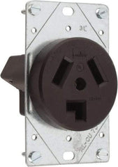 Cooper Wiring Devices - 125/250 VAC, 30 Amp, 10-30R NEMA Configuration, Brown, Specification Grade, Ungrounded Single Receptacle - 1 Phase, 3 Poles, 3 Wire, Flush Mount, Corrosion Resistant - Americas Industrial Supply