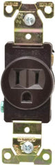 Cooper Wiring Devices - 125 VAC, 20 Amp, 5-20R NEMA Configuration, Brown, Industrial Grade, Self Grounding Single Receptacle - 1 Phase, 2 Poles, 3 Wire, Flush Mount, Chemical, Heat and Impact Resistant - Americas Industrial Supply