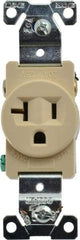 Cooper Wiring Devices - 125 VAC, 20 Amp, 5-20R NEMA Configuration, Ivory, Industrial Grade, Self Grounding Single Receptacle - 1 Phase, 2 Poles, 3 Wire, Flush Mount, Chemical, Heat and Impact Resistant - Americas Industrial Supply