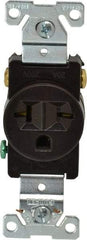 Cooper Wiring Devices - 250 VAC, 20 Amp, 6-20R NEMA Configuration, Brown, Industrial Grade, Self Grounding Single Receptacle - 1 Phase, 2 Poles, 3 Wire, Flush Mount, Chemical, Heat and Impact Resistant - Americas Industrial Supply