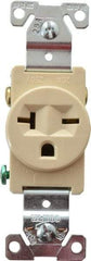 Cooper Wiring Devices - 250 VAC, 20 Amp, 6-20R NEMA Configuration, Ivory, Industrial Grade, Self Grounding Single Receptacle - 1 Phase, 2 Poles, 3 Wire, Flush Mount, Chemical, Heat and Impact Resistant - Americas Industrial Supply