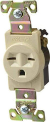 Cooper Wiring Devices - 250 VAC, 15 Amp, 6-15R NEMA Configuration, Ivory, Industrial Grade, Self Grounding Single Receptacle - 1 Phase, 2 Poles, 3 Wire, Flush Mount, Chemical, Heat and Impact Resistant - Americas Industrial Supply