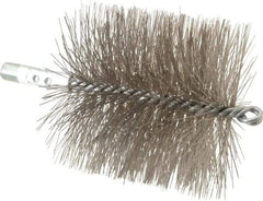 Schaefer Brush - 4-1/2" Brush Length, 4-1/2" Diam, Double Stem, Double Spiral Tube Brush - 7-1/4" Long, Stainless Steel, 1/4" NPSM Male Connection - Americas Industrial Supply