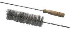 Schaefer Brush - 2-1/8" Diam, 7" Bristle Length, Boiler & Furnace Stainless Steel Brush - Standard Wood Handle, 48" OAL - Americas Industrial Supply