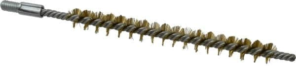 Schaefer Brush - 3" Brush Length, 5/16" Diam, Double Stem, Single Spiral Tube Brush - 4-1/2" Long, Brass, 8-32 Male Connection - Americas Industrial Supply