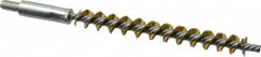 Schaefer Brush - 4" Brush Length, 7/16" Diam, Double Stem, Single Spiral Tube Brush - 6-1/4" Long, Brass, 1/4-28 Male Connection - Americas Industrial Supply