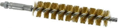 Schaefer Brush - 4" Brush Length, 7/8" Diam, Double Stem, Single Spiral Tube Brush - 6-1/4" Long, Brass, 1/4-28 Male Connection - Americas Industrial Supply