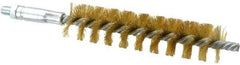 Schaefer Brush - 4" Brush Length, 15/16" Diam, Double Stem, Single Spiral Tube Brush - 6-1/4" Long, Brass, 1/4-28 Male Connection - Americas Industrial Supply