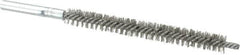 Schaefer Brush - 3" Brush Length, 5/16" Diam, Double Stem, Double Spiral Tube Brush - 4-3/4" Long, Stainless Steel, 8-32 Female Connection - Americas Industrial Supply