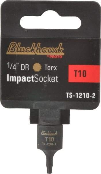 Blackhawk by Proto - 1/4" Drive, T10 Impact Torx Bit Socket - 1" OAL - Americas Industrial Supply