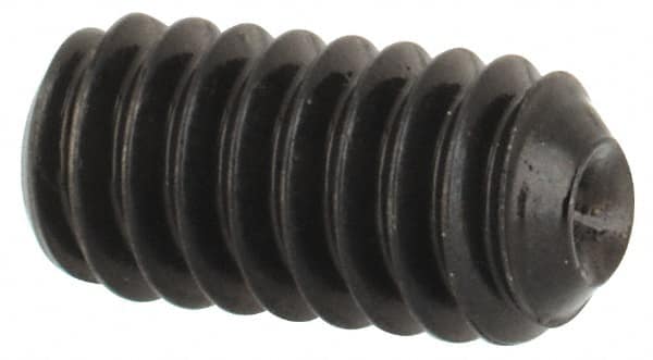 Made in USA - #5-40 UNC, 1/4" Length Under Head, Cup Point Set Screw - Grade 8 Alloy Steel, 1/16" Key - Americas Industrial Supply