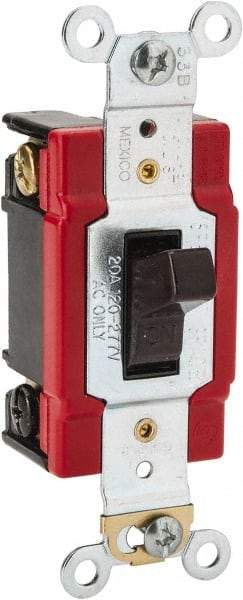 Cooper Wiring Devices - 1 Pole, 120 to 277 VAC, 20 Amp, Industrial Grade, Toggle, Wall and Dimmer Light Switch - 1.3 Inch Wide x 4.19 Inch High, Fluorescent - Americas Industrial Supply