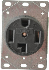 Cooper Wiring Devices - 125/250 VAC, 30 Amp, 14-30R NEMA Configuration, Black, Specification Grade, Ungrounded Single Receptacle - 1 Phase, 3 Poles, 3 Wire, Flush Mount, Corrosion Resistant - Americas Industrial Supply