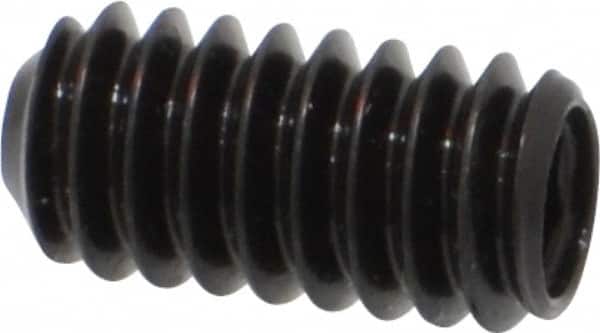 Made in USA - 1/4-20 UNC, 1/2" Length Under Head, Cup Point Set Screw - Grade 8 Alloy Steel, 1/8" Key - Americas Industrial Supply