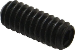 Made in USA - 1/4-20 UNC, 5/8" Length Under Head, Cup Point Set Screw - Grade 8 Alloy Steel, 1/8" Key - Americas Industrial Supply