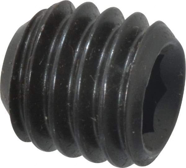 Made in USA - 3/8-16 UNC, 3/8" Length Under Head, Cup Point Set Screw - Grade 8 Alloy Steel, 3/16" Key - Americas Industrial Supply