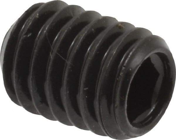 Made in USA - 3/8-16 UNC, 1/2" Length Under Head, Cup Point Set Screw - Grade 8 Alloy Steel, 3/16" Key - Americas Industrial Supply