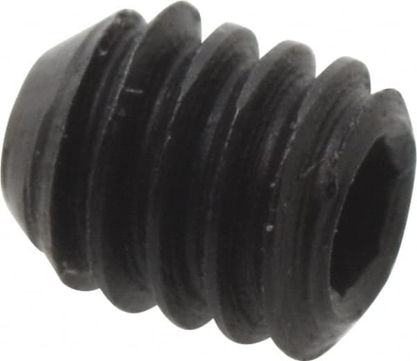 Made in USA - #4-48 UNF, 1/8" Length Under Head, Cup Point Set Screw - Grade 8 Alloy Steel, 0.05" Key - Americas Industrial Supply