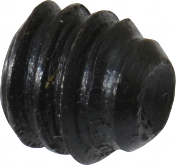 Made in USA - #6-40 UNF, 1/8" Length Under Head, Cup Point Set Screw - Grade 8 Alloy Steel, 1/16" Key - Americas Industrial Supply