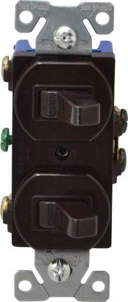 Cooper Wiring Devices - 1 Pole, 120/277 VAC, 15 Amp, Flush Mounted, Duplex Switch - NonNEMA Configuration, 2 Switch, Back Side Wiring, cULus Listed, NOM 426, RoHS Compliant Standard - Americas Industrial Supply