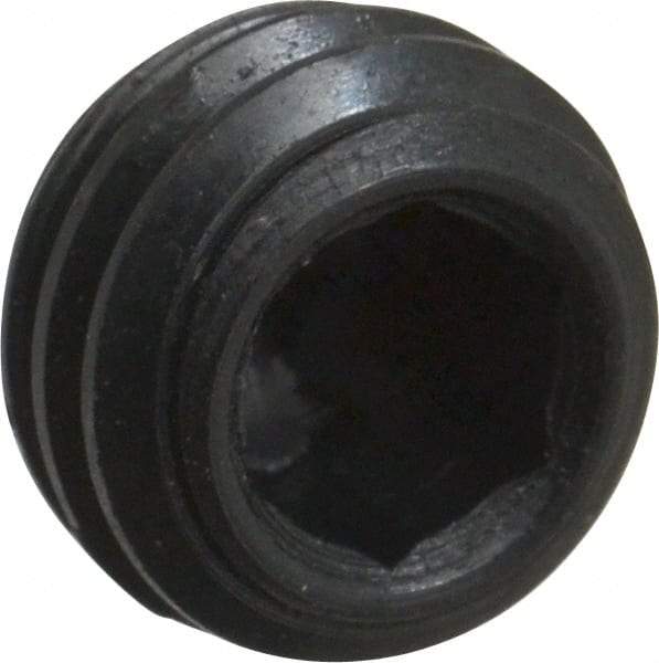 Made in USA - 1/4-28 UNF, 3/16" Length Under Head, Cup Point Set Screw - Grade 8 Alloy Steel, 1/8" Key - Americas Industrial Supply