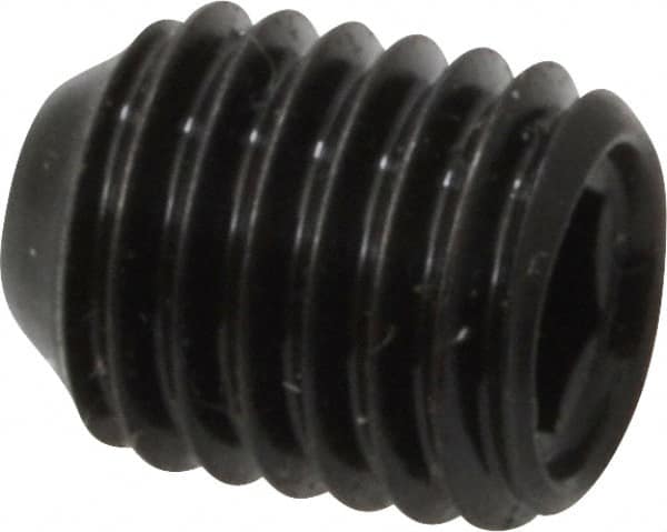 Made in USA - 1/4-28 UNF, 5/16" Length Under Head, Cup Point Set Screw - Grade 8 Alloy Steel, 1/8" Key - Americas Industrial Supply