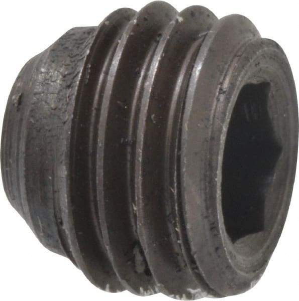 Made in USA - 5/16-24 UNF, 1/4" Length Under Head, Cup Point Set Screw - Grade 8 Alloy Steel, 5/32" Key - Americas Industrial Supply