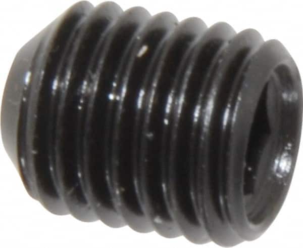 Made in USA - 5/16-24 UNF, 3/8" Length Under Head, Cup Point Set Screw - Grade 8 Alloy Steel, 5/32" Key - Americas Industrial Supply